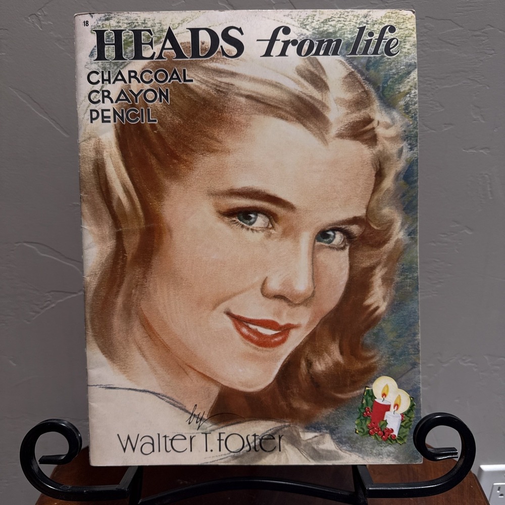 Vintage Walter Foster Art Book Heads From Life Charcoal Crayon Pencil 18